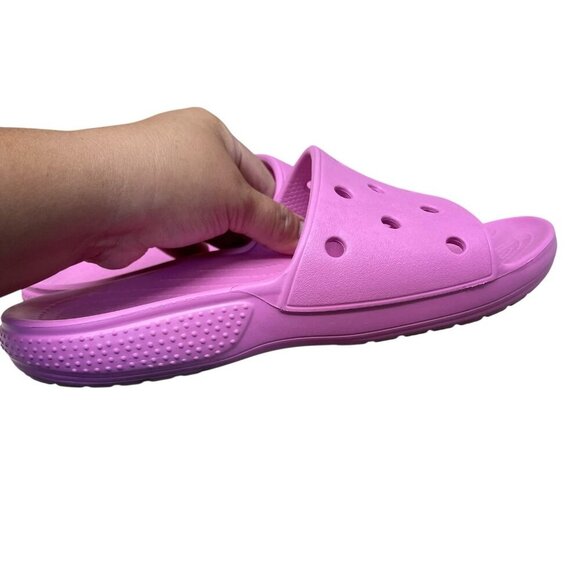 Crocs Classic Slides Men's Size 7 Women’s Size 9 Taffy Pink Unisex Comfort Beach - Picture 3 of 7